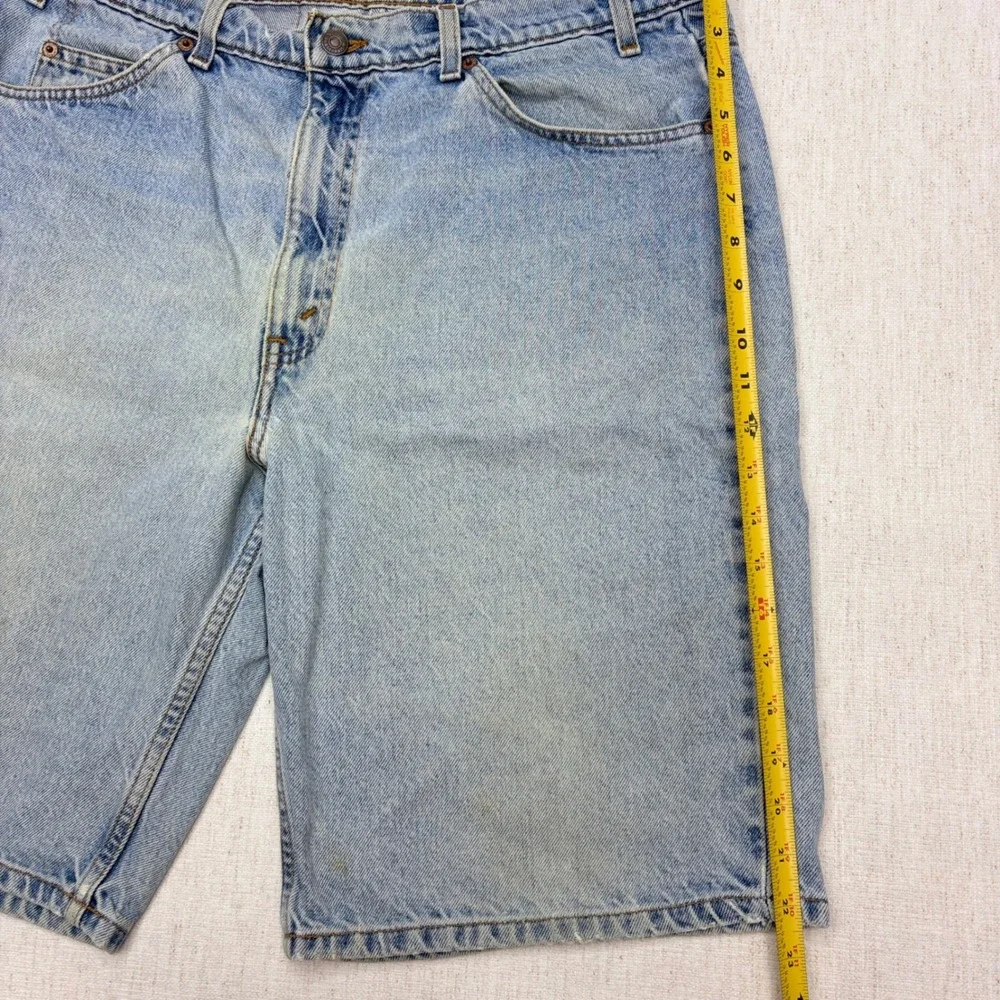 Vintage 90s Levis 550 Relaxed Fit Shorts Light Wash Orange Tab Men 38 Distresse